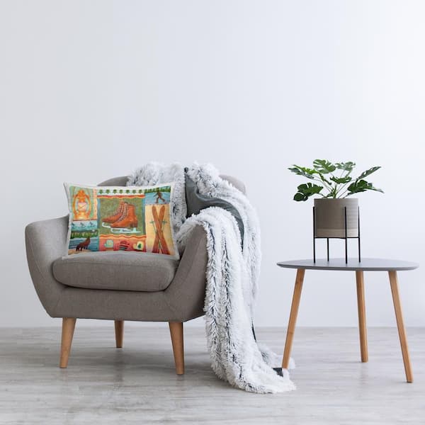 Stupell Industries Winter Cabin Collage Multi-Color Print Polyester 14 in. x 20 in. Throw Pillow