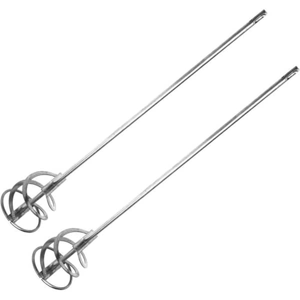Silver SDS Spiral Mixing Paddle Paint and Mud Mixer Whisk for Drill 2-Pack 4 in. x 20 in. for 1-5 Gal. Buckets