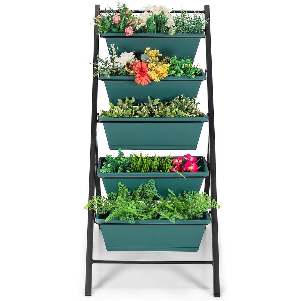 Green 5-Tier Vertical Herb Garden Planter Box with Iron Frame