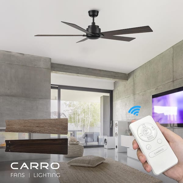 Welland 60 in. Indoor Black 10-Speed DC Motor Downrod Standard Ceiling Fan with Downrod and Remote Control without Light