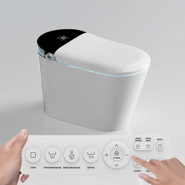 Elongated G5 Smart Toilet Tankless Bidet Toilet 1.28 GPF Auto Flush, Foot Sensor Operation, Heated Seat In Black