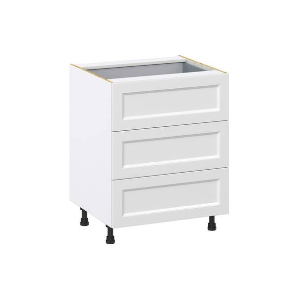 J COLLECTION 27 in. W x 34.5 in. H x 24 in. D Littleton Painted Gray Shaker Assembled Base Kitchen Cabinet with 4 Drawers