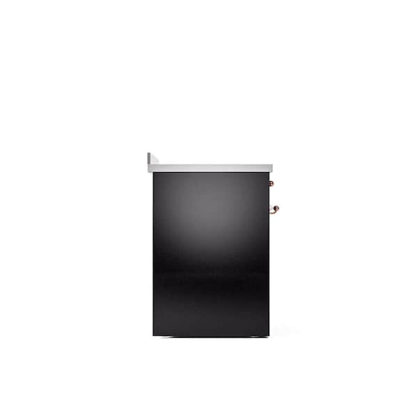 Nostalgie II 30 in. 4 Zone Freestanding Induction Range in Glossy Black with Copper