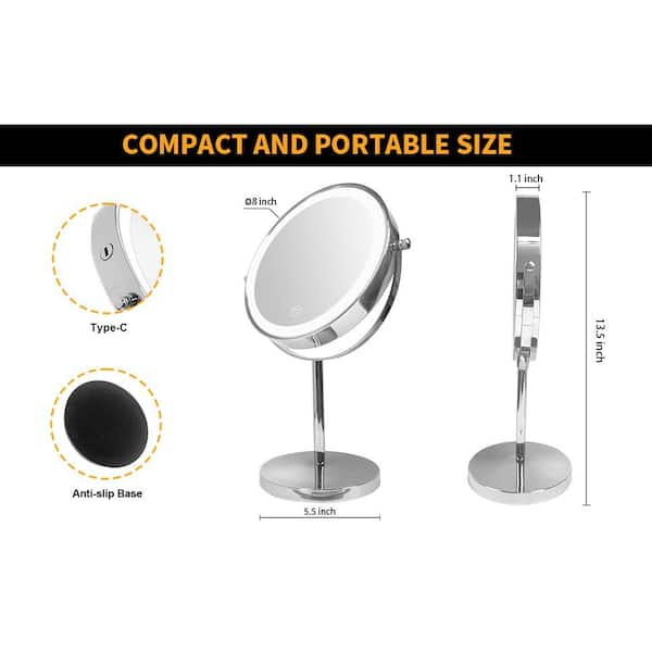 Portable Makeup Mirror Portable 10x Magnifying Makeup Mirror Mini LED hand  held