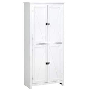 31.5 in. W x 15.75 in. D x 71.75 in. H White Linen Cabinet with 4-Tiers, Adjustable Shelves