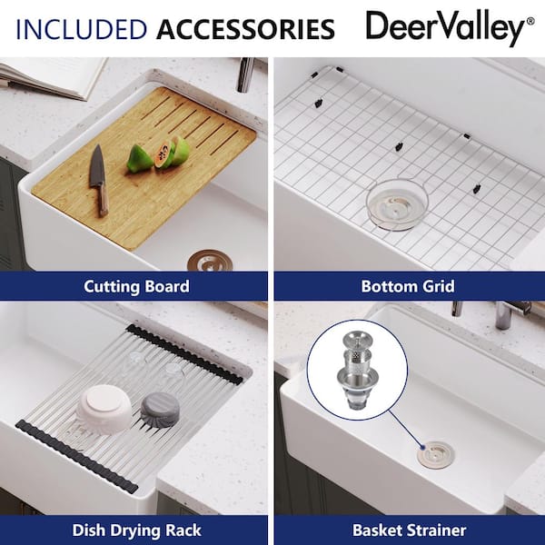 DEERVALLEY 30 in. Farmhouse/Apron-Front Single Bowl Fireclay