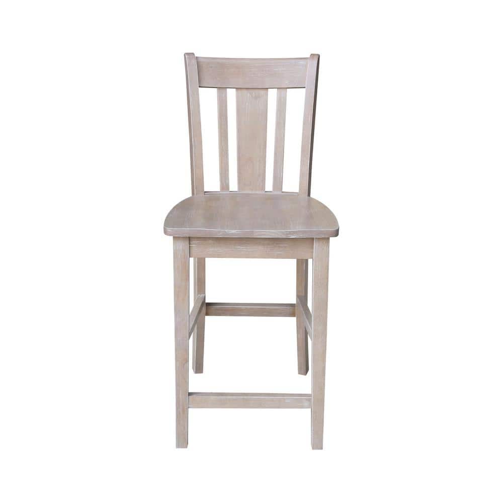 San Remo Washed Gray Taupe Solid Wood Counterheight Stool - 24" Seat