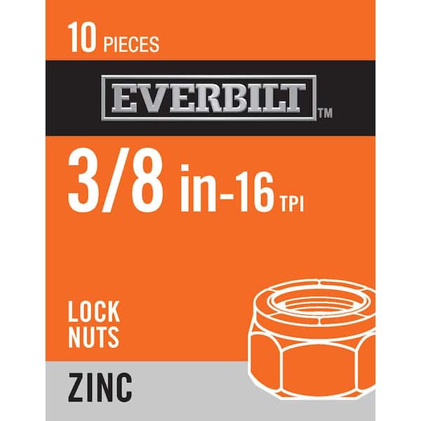 Everbilt 3/8 in.-16 Zinc Plated Nylon Lock Nut (10-Pack)