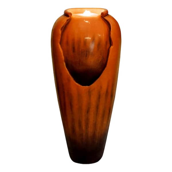 30.7in. Concrete Outdoor Fountains Indoor Waterfall -Tall Water Jar Fountain for Garden, Patio, Home Art Decor