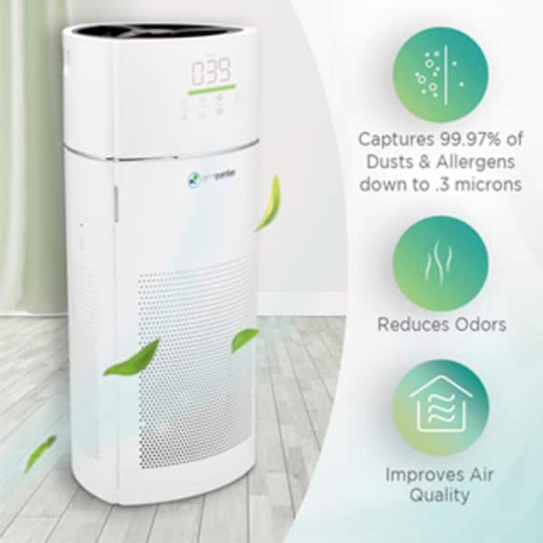 Enlighten Celsius sneen GermGuardian 360° 4-in-1 Air Purifier with HEPA Filter for Large Rooms up  to 402 Sq. Ft. AC9400W - The Home Depot
