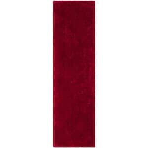 Luxe Shag Red 2 ft. x 12 ft. Solid Runner Rug