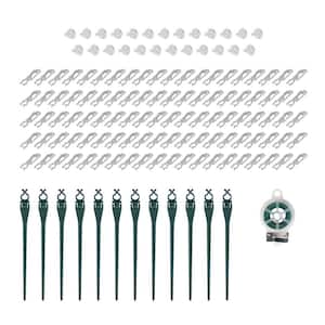 Holiday Decorating Starter Set Includes Christmas Light Clips, Stakes and Wire Ties for Indoor and Outdoor Decor, 138pc