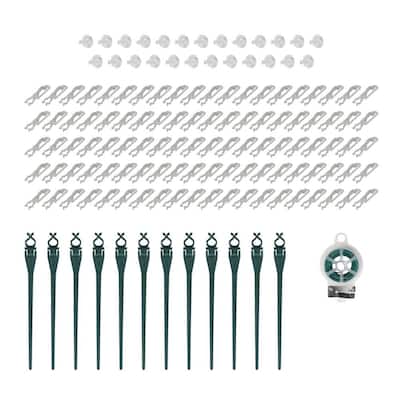 Holiday Decorating Starter Set Includes Christmas Light Clips, Stakes and Wire Ties for Indoor and Outdoor Decor, 138pc