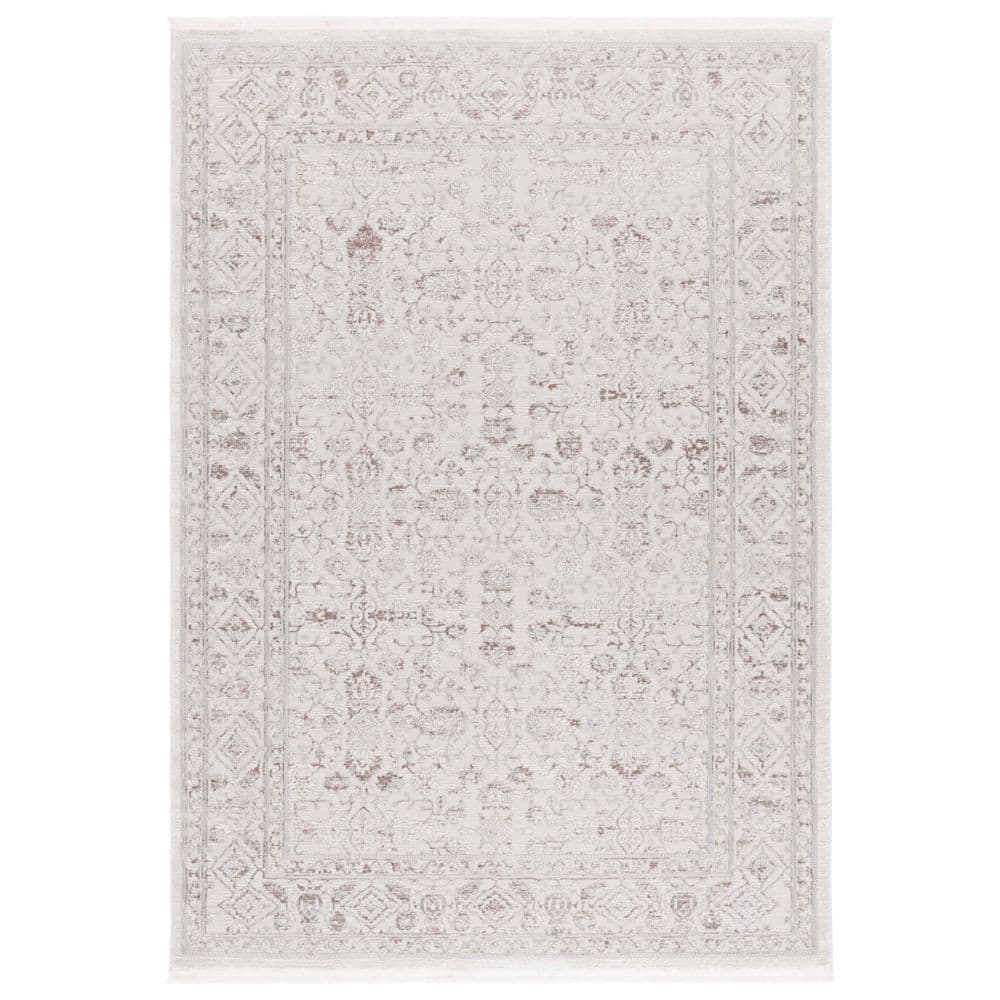 SAFAVIEH Diamond 8 ft. x 10 ft. Ivory/Gray Distressed Ornate Area Rug ...