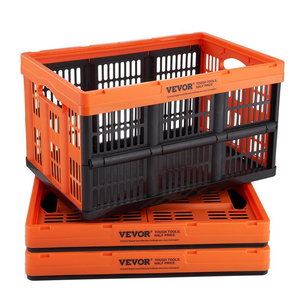 Vevor Plastic Collapsible Storage Basket 45l Folding Stackable Storage