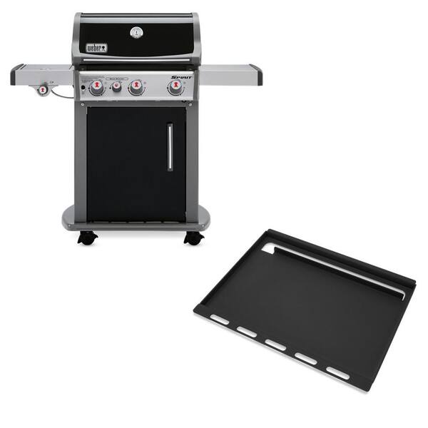 Weber Spirit E-330 3-Burner Liquid Propane Gas Grill in Black with Full Size Griddle Insert