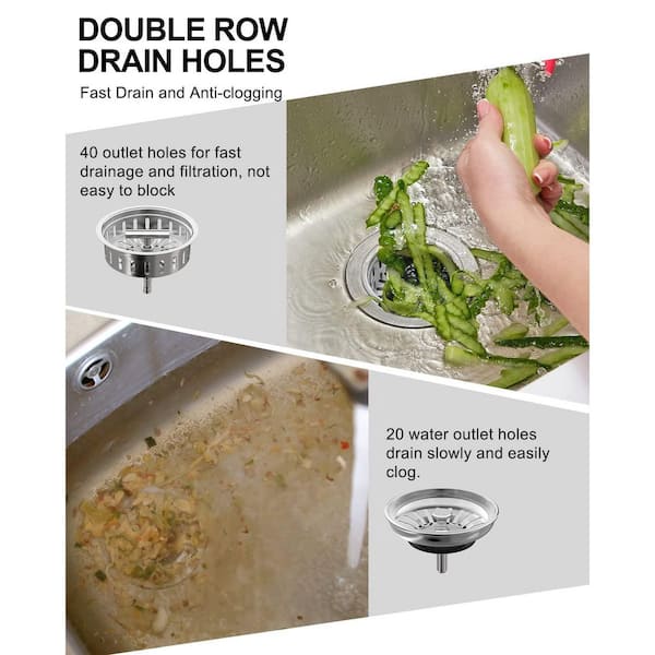 Qtimal Kitchen Sink Drain Strainer (2-Pack) – Upgraded Handle, 304 Stainless Steel, 1.5mm Holes, Anti-Clogging For 3.5-Inch Drains