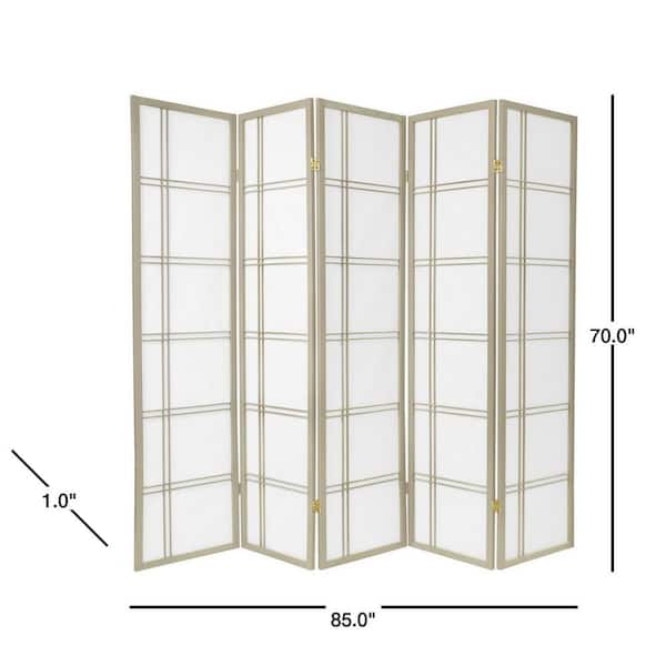 6 ft. Grey Double Cross 5-Panel Room Divider