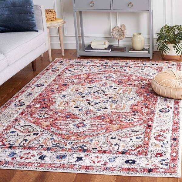 Luna Beige 7 ft. x 7 ft. Border Ornate Square Area Rug