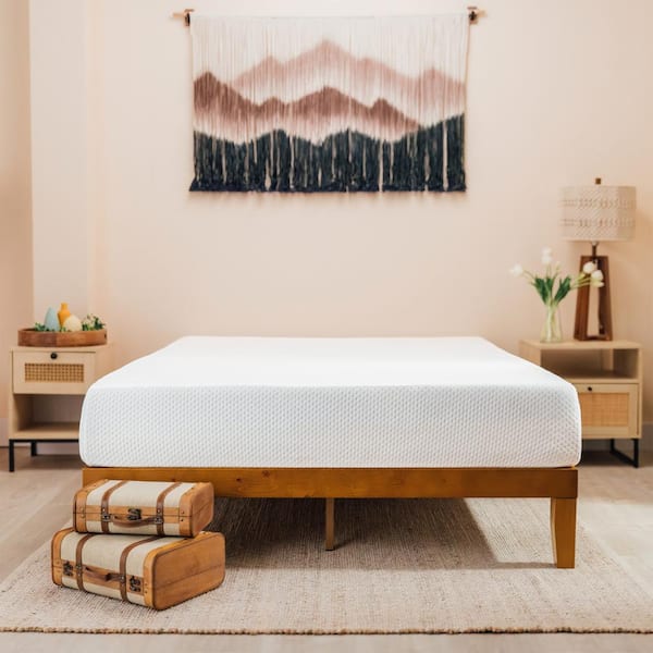 HEARTH & HARBOR 8 in. Full Medium Green Tea Mattress, Cooling Graphite Memory Foam, Smooth Top