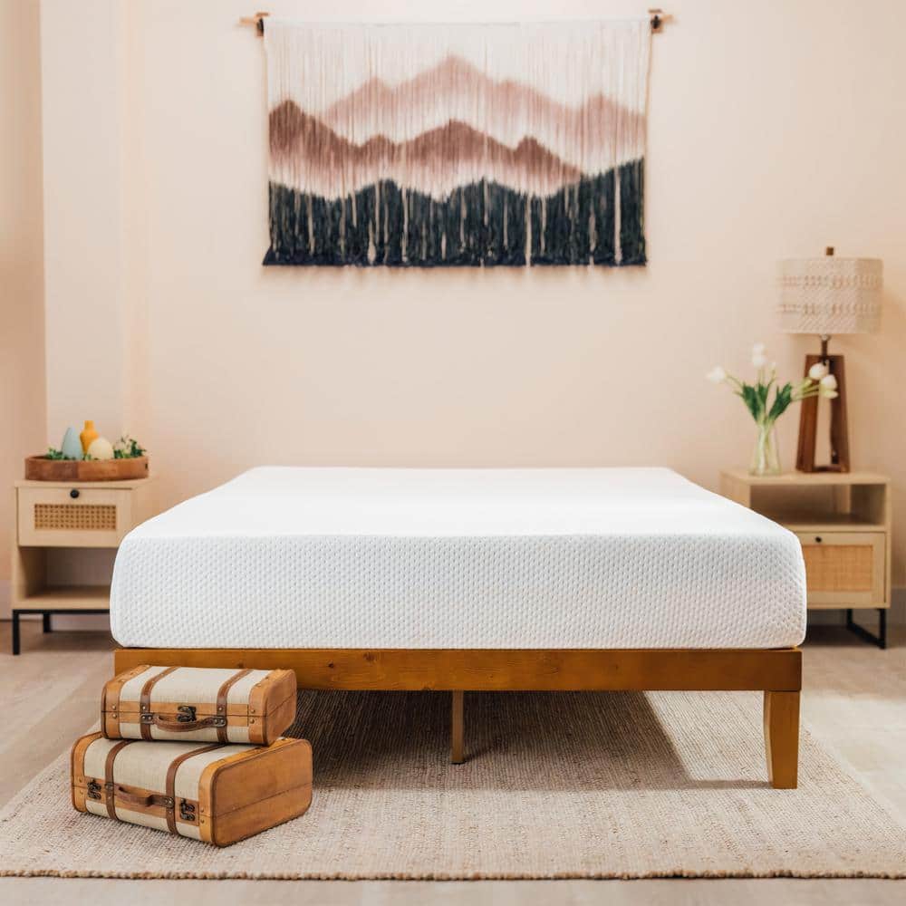 HEARTH & HARBOR 12 in. Queen Medium Green Tea Mattress, Cooling Graphite Memory Foam, Smooth Top
