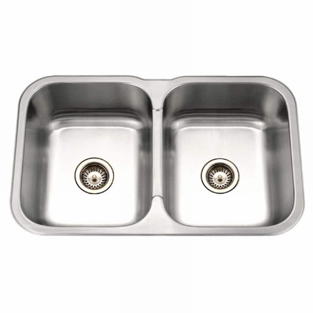 HOUZER Medallion Gourmet Series Undermount Stainless Steel 32 in. Double  Bowl Kitchen Sink MGD-3120-1 - The Home Depot