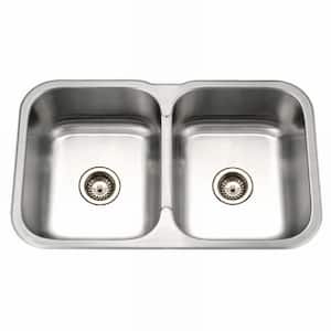 Medallion Gourmet Series Undermount Stainless Steel 32 in. Double Bowl Kitchen Sink