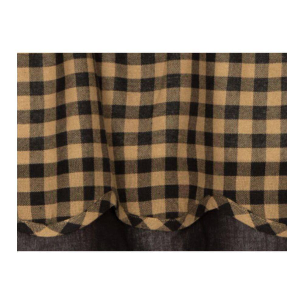 Black Check Cotton Scalloped Layered Valance 16x60