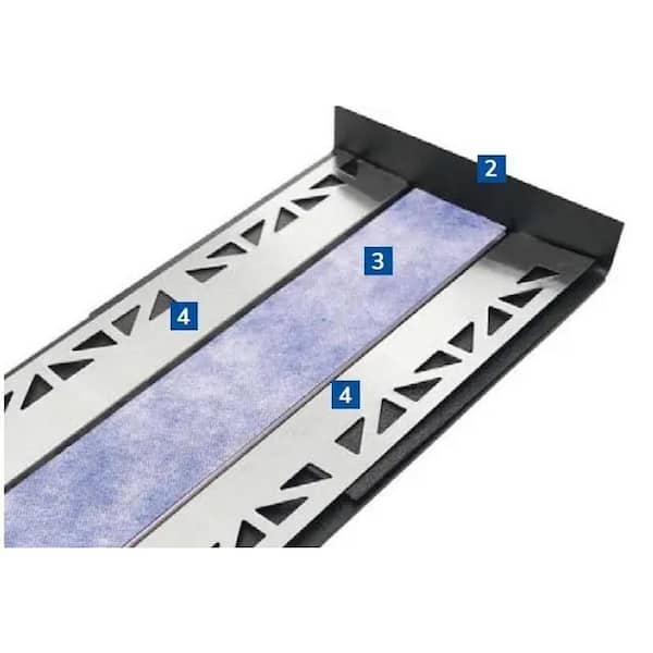 W2W 0.24 in. W  x 72 in. L Adjustable Wall to Wall Shower Drain Stainless Steel Tileable for Shower Kit PVC Flange