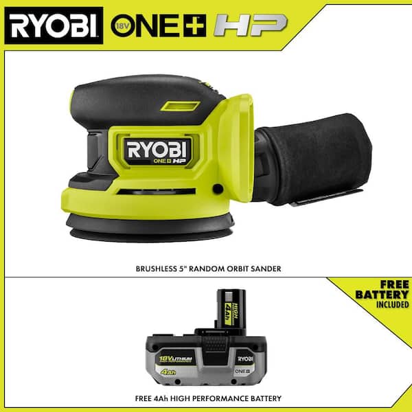 ONE+ HP 18V Brushless Cordless Compact Random Orbit Sander with 4.0 Ah HIGH PERFORMANCE Battery