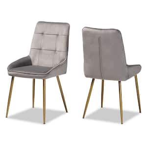 Gavino Grey and Gold Dining Chair (Set of 2)