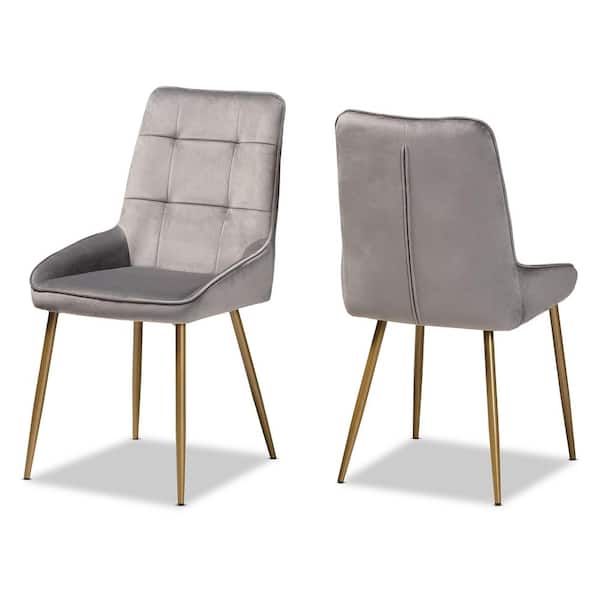 Baxton Studio Gavino Grey and Gold Dining Chair (Set of 2)