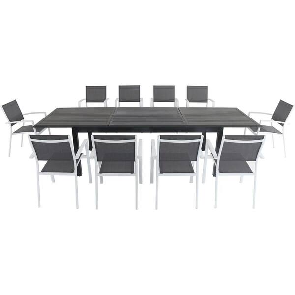 Hanover Dawson 11 Piece Aluminum, Expandable Dining Room Table Seats 10