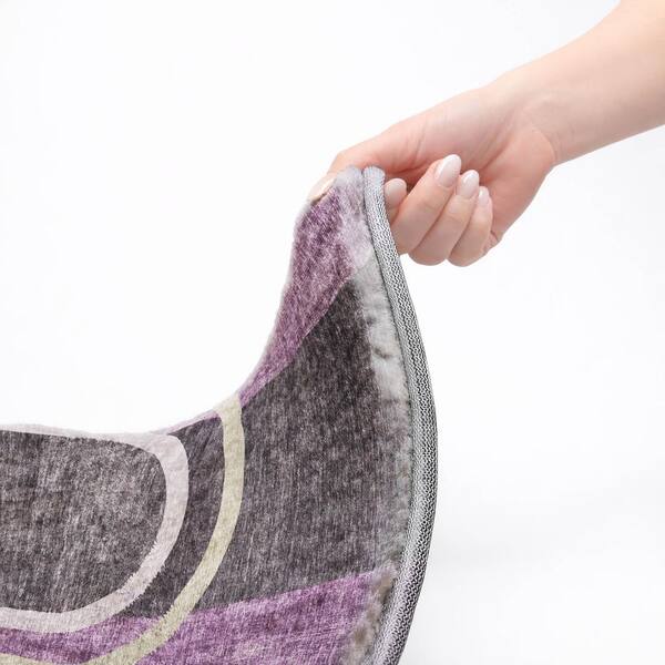 Dream Shag Premium Machine Washable Abstract ADS532 Purple 2 ft. x 7 ft. Runner Rug