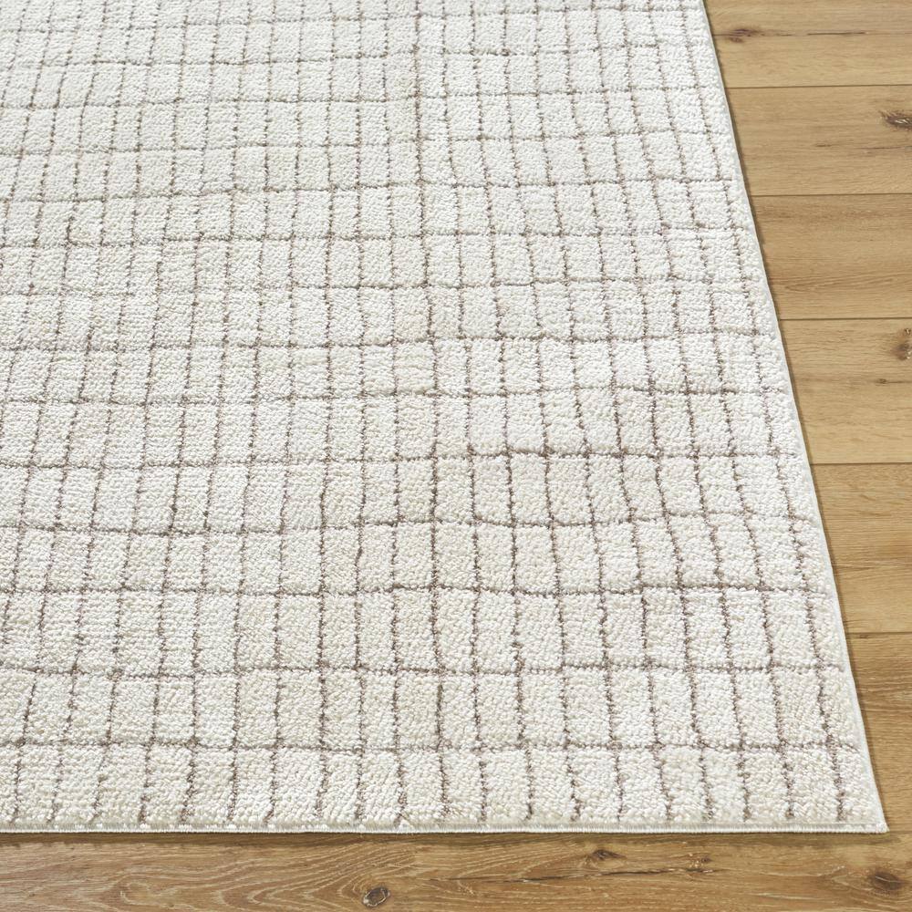 Ivory and Taupe Striped Synthetic 10' x 14' Area Rug