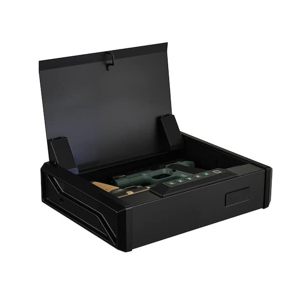 Gun Safe, Heavy-Duty Handgun Safe with Fingerprint/Password/Key, 3-Way Quick Access Firearm Box w/ Lighting, 2025-Update