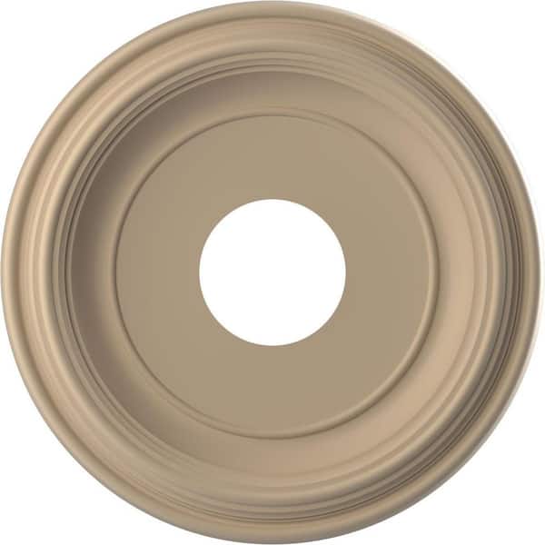 Ekena Millwork 13 in. O.D. x 3-1/2 in. I.D. x 1-1/4 in. P Traditional Thermoformed PVC Ceiling Medallion, UltraCover Satin Smokey Beige