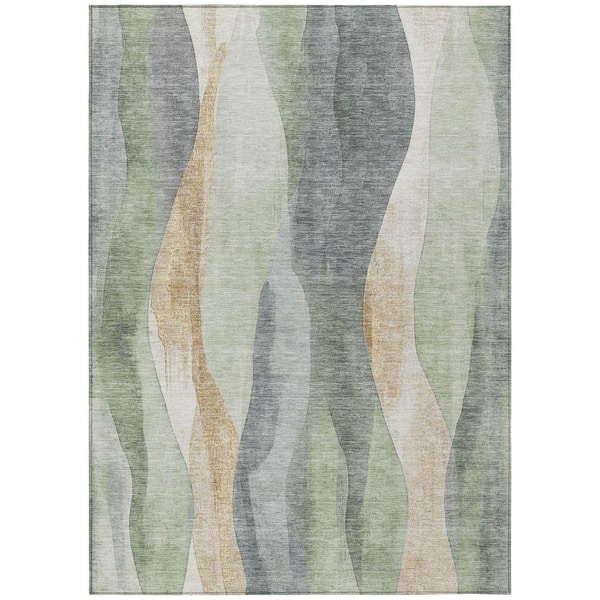 Chantille Machine Washable Indoor/Outdoor Abstract ACN1989 Aloe 8 ft. x 10 ft. Area Rug