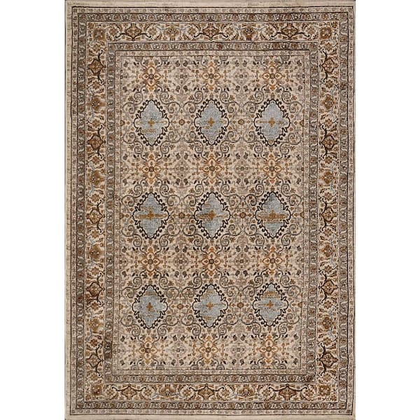 Cullen Beige/Blue 2 ft. X 7 ft. 5 in. Oriental Indoor Area Rug