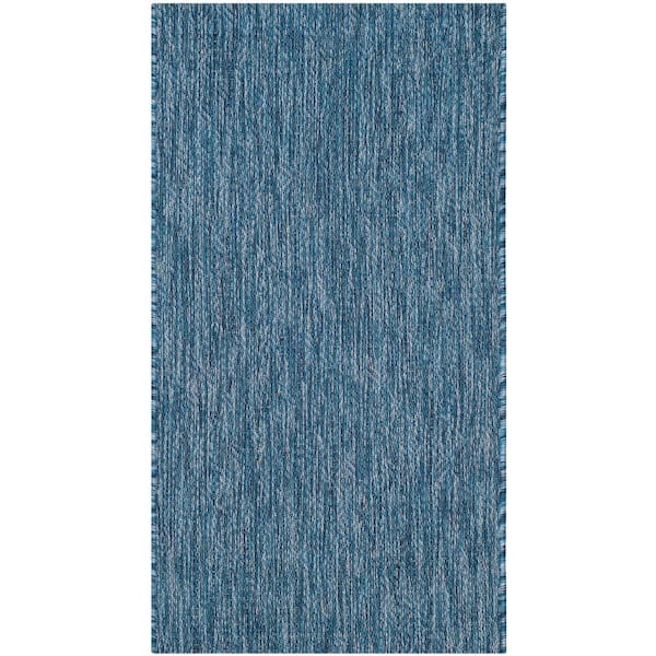SAFAVIEH Courtyard Navy Doormat 2 ft. x 4 ft. Solid Indoor/Outdoor Patio Area Rug