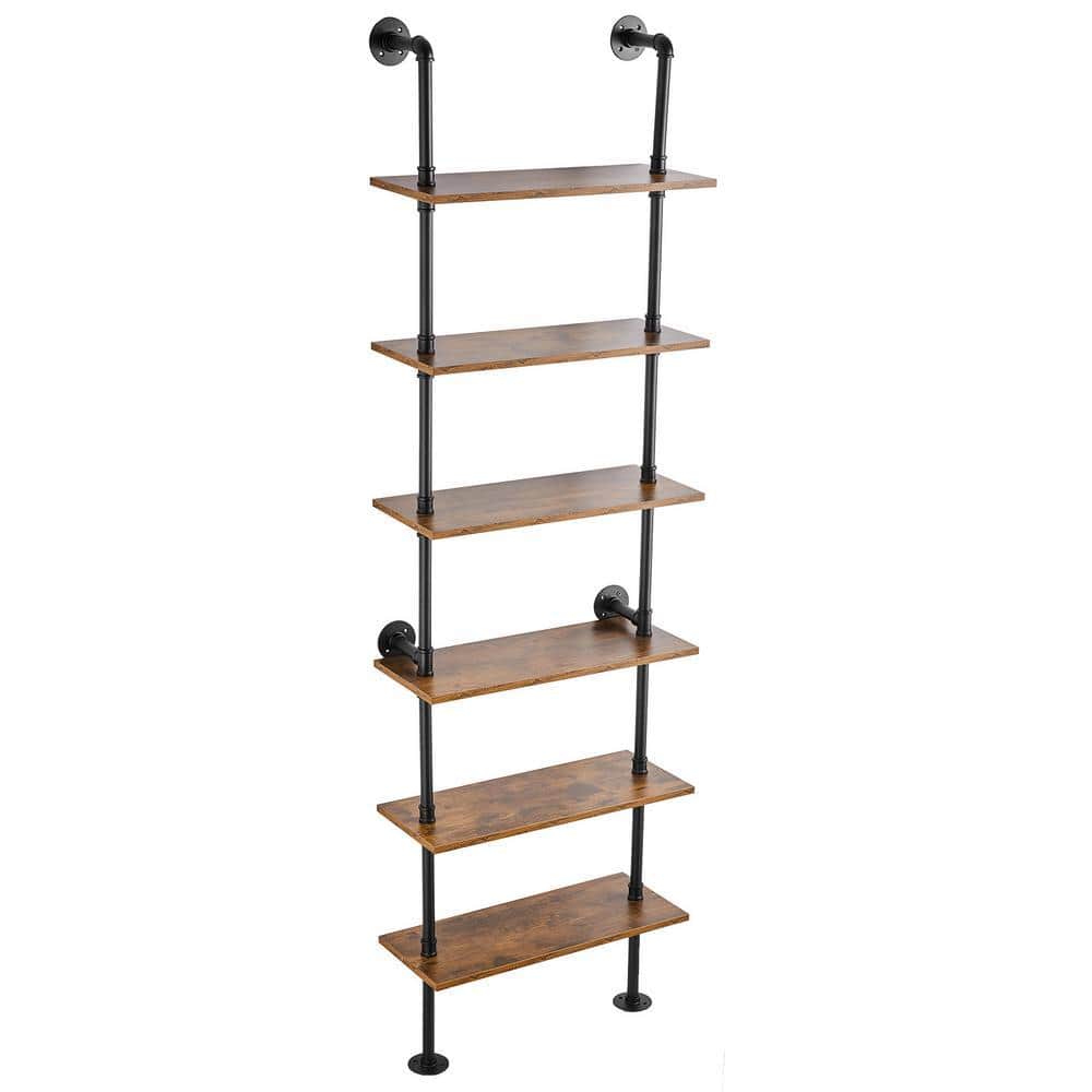 VEVOR Industrial Pipe Shelf 6Tier 10.04 in. W x 24.02 in. D Brown