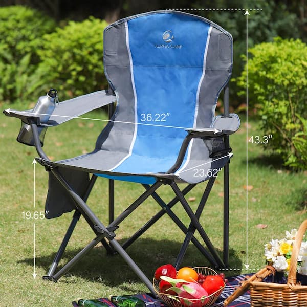 ALPHA CAMP Folding Camping Chair Portable Padded Oversized Chairs - Navy  Blue