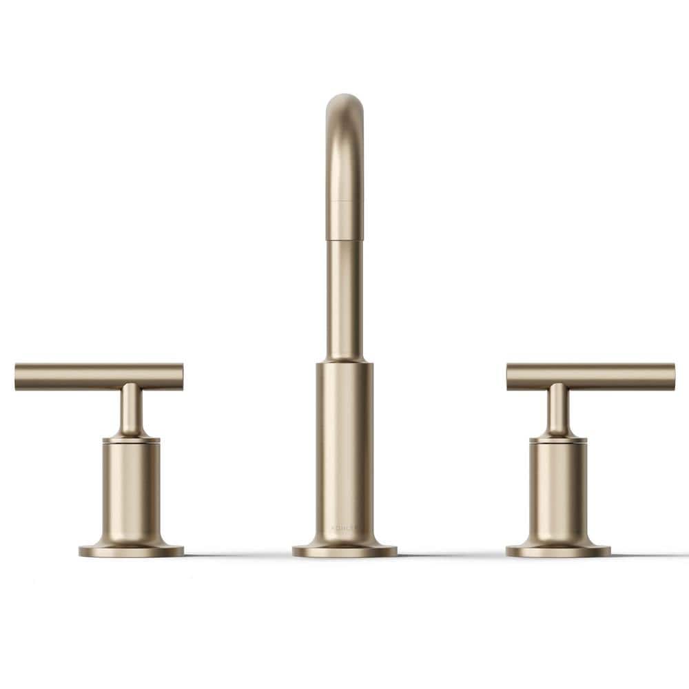 Purist Brushed Bronze Widespread Bathroom Faucet with Drain Assembly