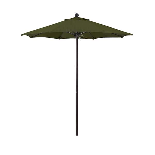 California Umbrella 7.5 ft. Bronze Aluminum Commercial Market Patio Umbrella with Fiberglass Ribs and Push Lift in Terrace Fern Olefin