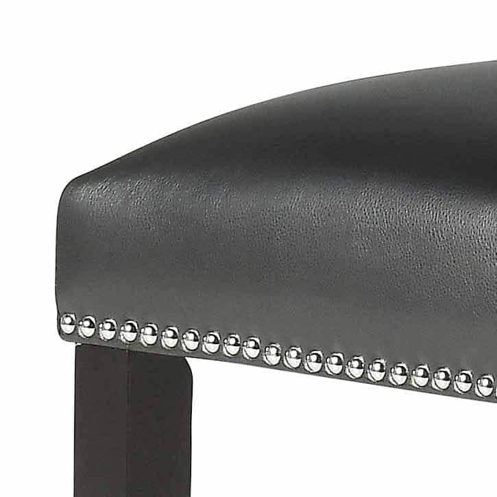 Elegant Black Faux Leather Side Chair with Nickel Nail Head Trim