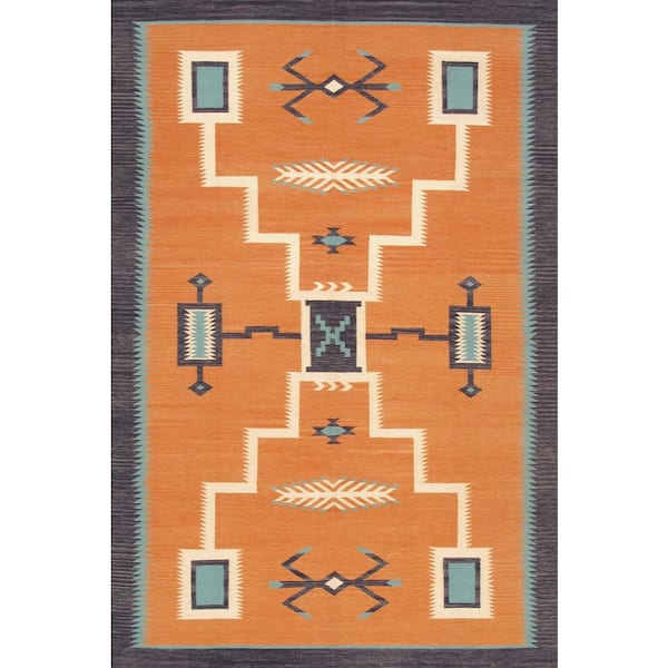 Tuscany Orange/Purple 6 ft. x 9 ft. Geomatric Area Rug