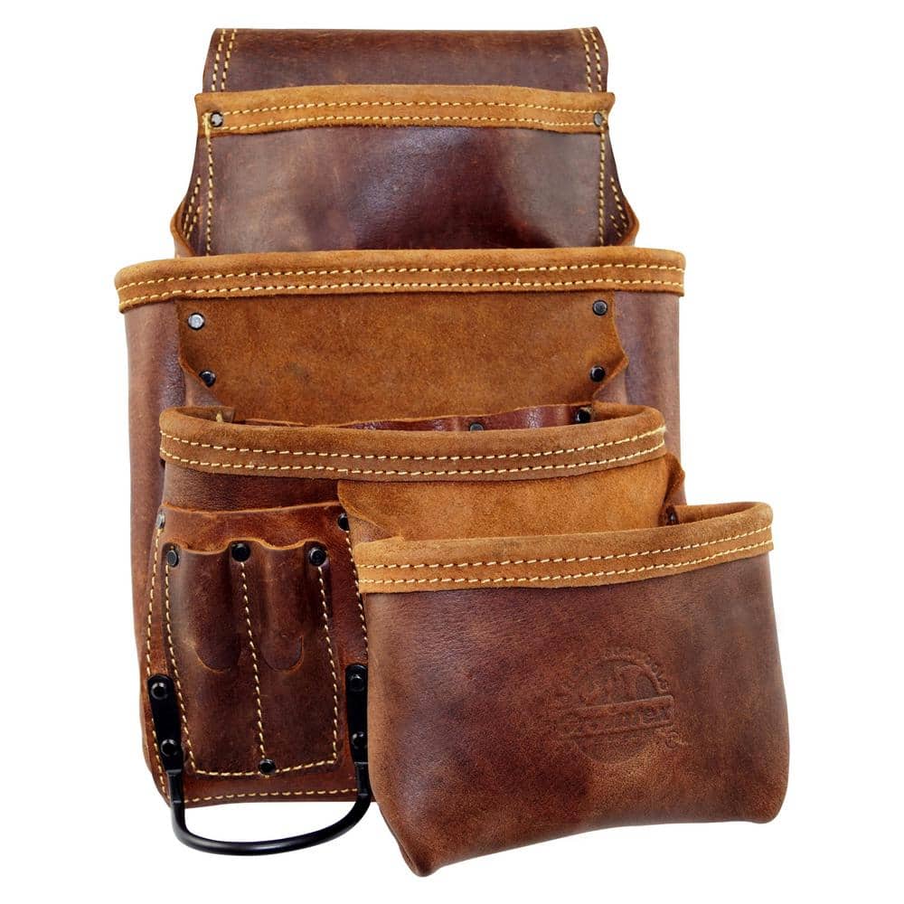 Tool Pouch 1 Large And 1 Small In Top Grain Leather 2 Pocket Nail Bag