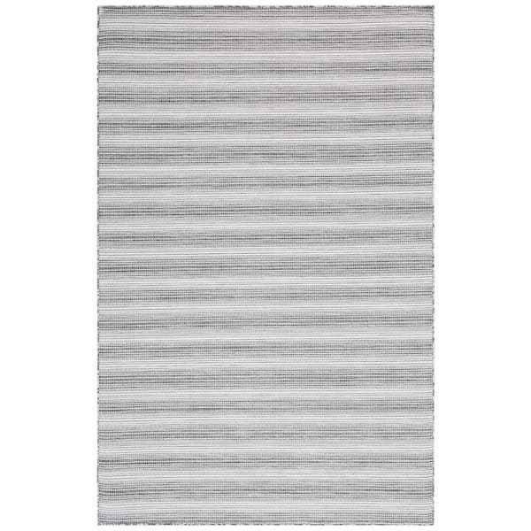 SAFAVIEH Hampton Black/Ivory 6 ft. x 10 ft. Faded Striped Indoor/Outdoor Area Rug