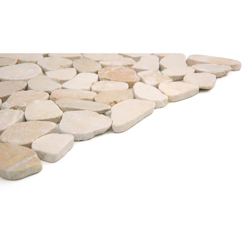 Beige Pebble Stone 12x12 Mosaic Tile with Wavy Edge