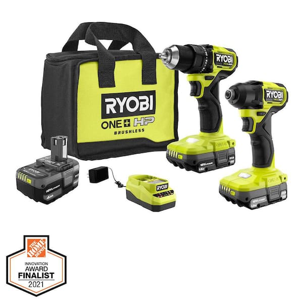 RYOBI ONE+ HP 18V Brushless Cordless Compact Drill  Impact Driver Kit  w/4.0 Ah Battery, (2) 1.5 Ah Batteries, Charger  Bag PSBCK01K-PBP005 The  Home Depot